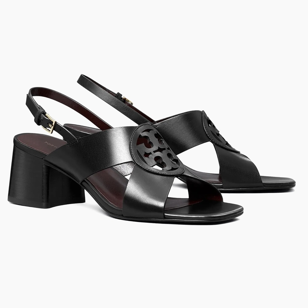 NEW Tory Burch Miller 55MM Leather Buckle Sandals in Perfect Black
